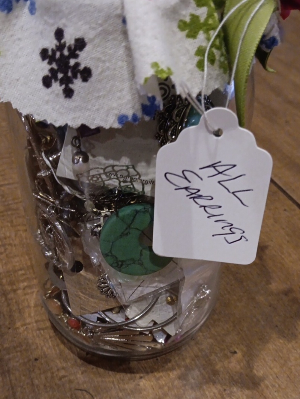 Glass Jewelry Jar with Filled With All Earrings